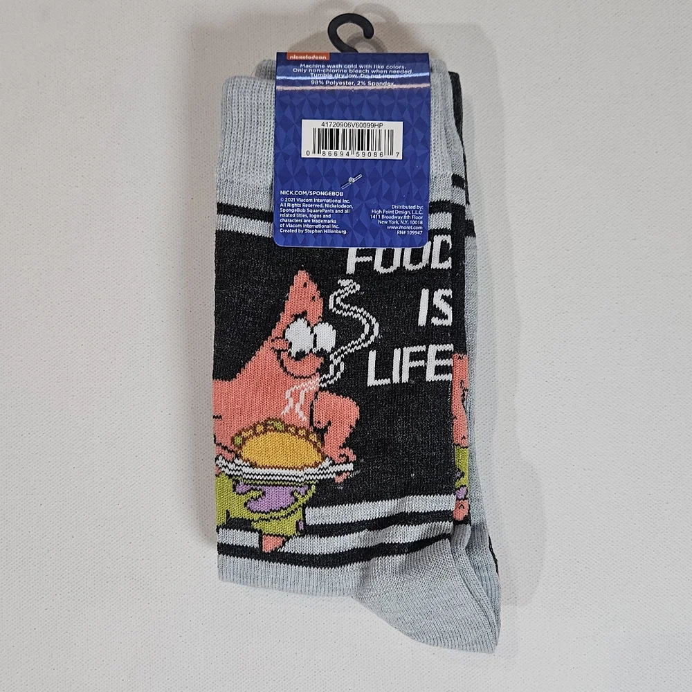 Spongebob Squarepants Crew Sock 2 Pairs‎ Hot Sauce Patrick Star Graphic